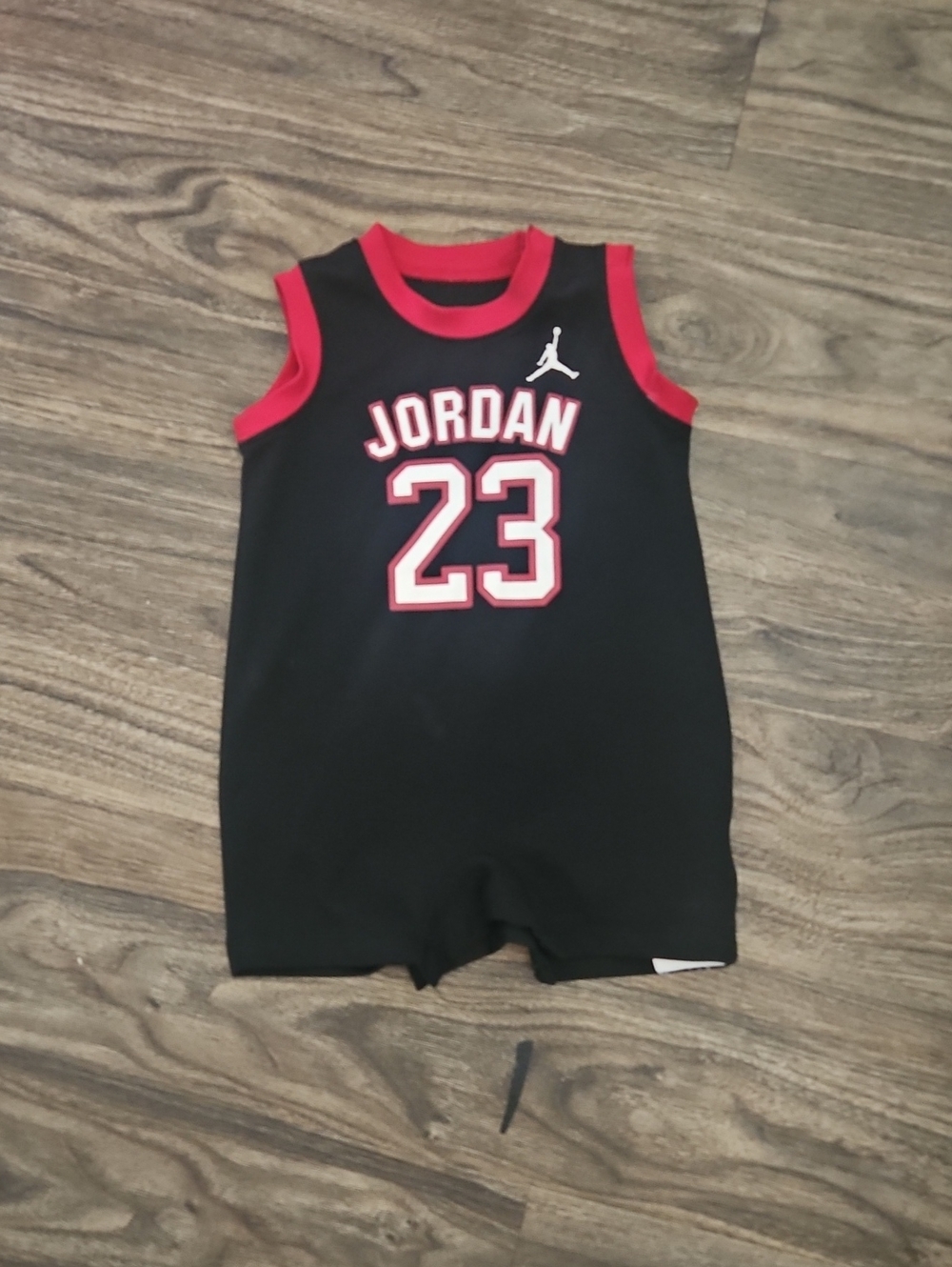 Jordan Baby Boy Black Red 23 Basketball Jersey Romper Jumpsuit 6 Months
